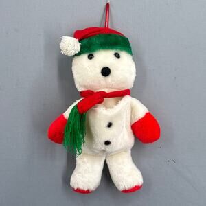 VTG Snowman Belly Pocket Christmas Stocking Plush 17” Red Green White 3D Y2K 90s